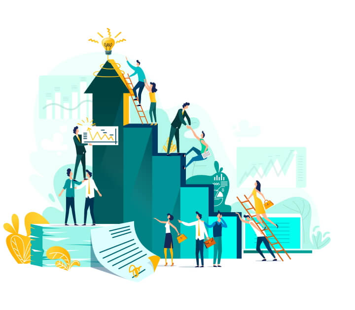 Abstract illustation of entrepreneurs growing their business