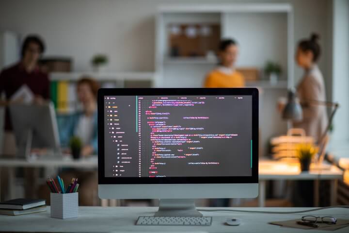 A monitor with code.