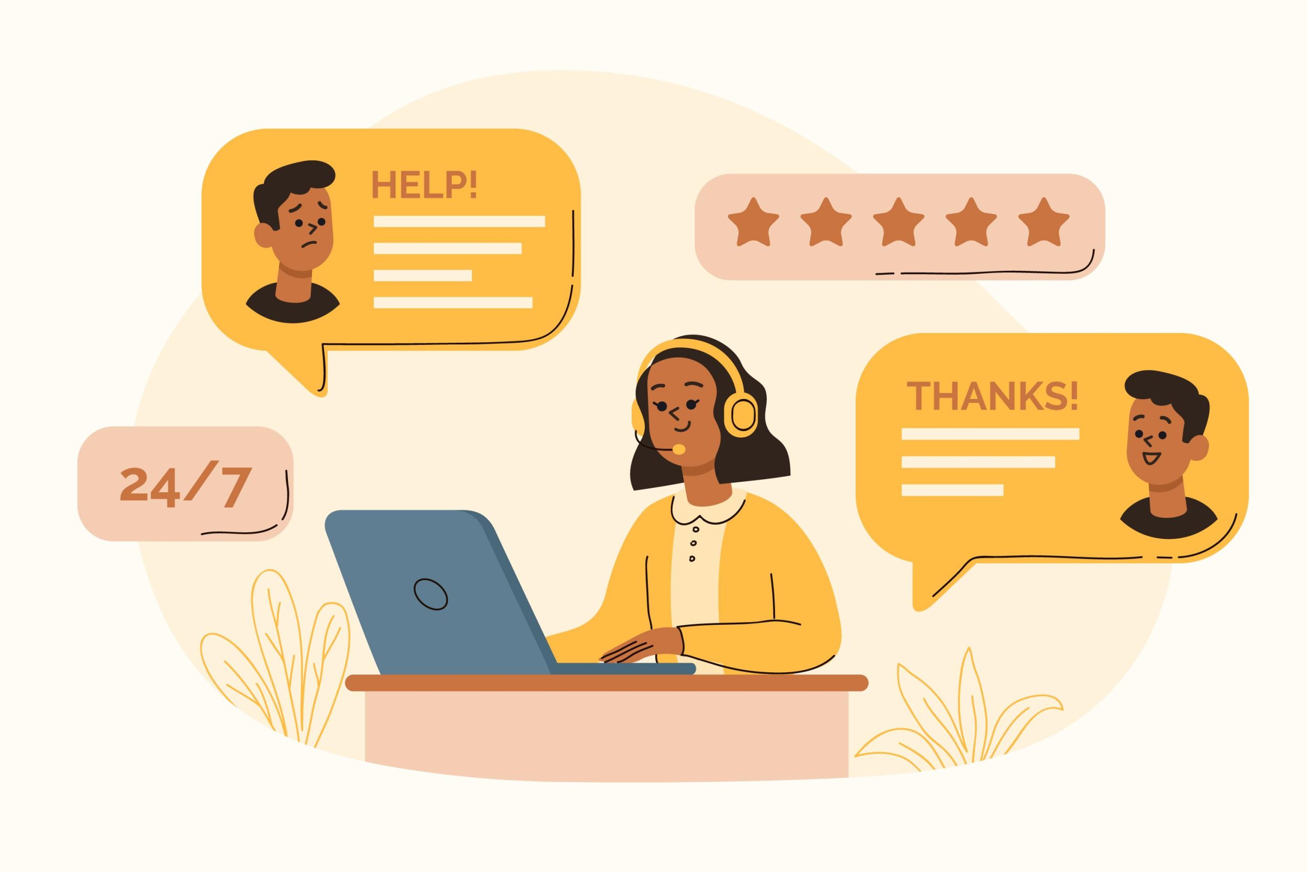 Abstract image of a woman working in customer service