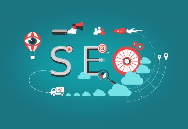 Digital illustration to convey SEO concepts