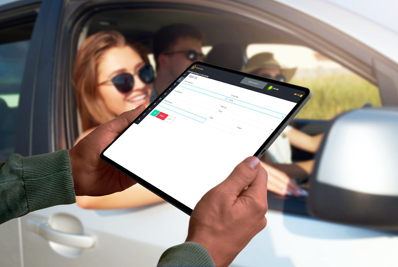 Man using Gate Control software by KRS on tablet for visitor arrivals
